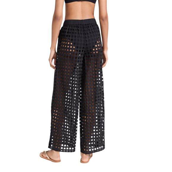 Solid & Striped Delany Eyelet Swim Coverup Pants NWOT Black Sz S - Picture 6 of 6
